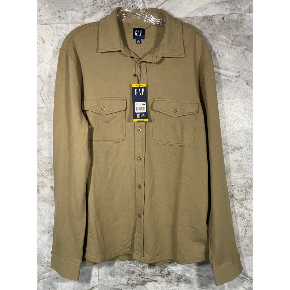 GAP Men's Khaki Button  Up M Shirt Long Sleeve Utility Workwear Casual NWT